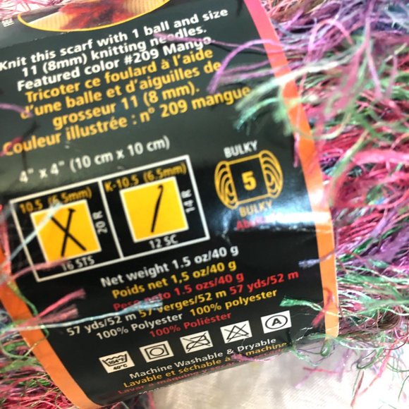 Tropical Eyelash Yarn Fun Fur Lion Brand Yarn Bundle of 2 - Picture 4 of 5